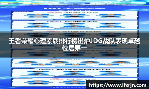 王者荣耀心理素质排行榜出炉JDG战队表现卓越位居第一